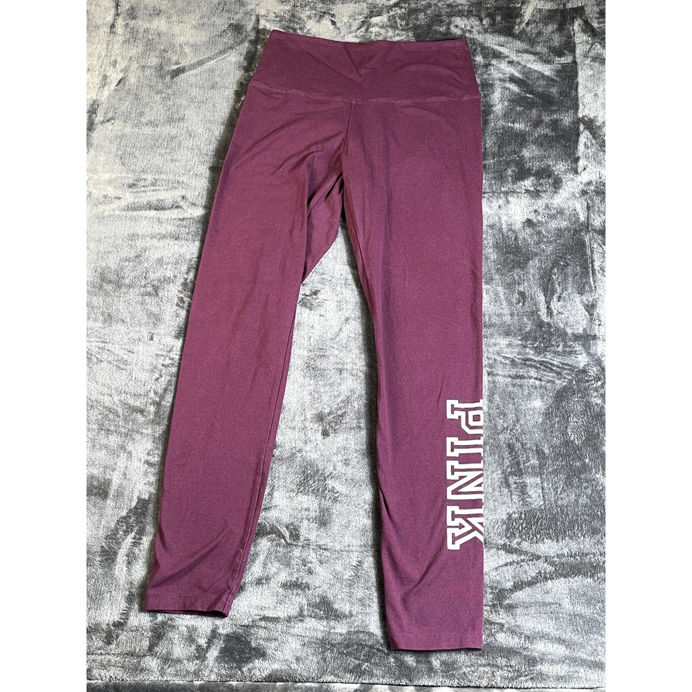 Victoria Secret Pink Leggings Womens Medium Maroon "Pink" Yoga Gym Pants